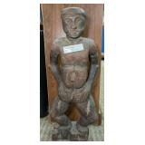 ANTIQUE HEAVY CARVED WOOD TRIBAL STATUE