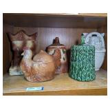 COOKIE JARS ON SHELF MARKED 1564