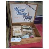 VINTAGE HOUSE OF WINDSOR CIGAR BOX AND CONTENTS INCLUDING MEN