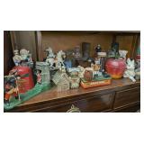 ALL BANKS ON ON DRESSER TOP MARKED 1326 INCLUDING A LARGE NUMBER OF ARTICULATED CAST IRON BANKS