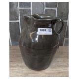 HAND SIGNED GLAZED POTTERY CROCK PITCHER