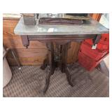 ANTIQUE VICTORIAN EASTLAKE SIDE TABLE WITH MARBLE TOP