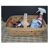 BASKET AND CONTENTS INCLUDING TOY TRUCKS INCLUDING TONKA AND BAR ACCESSORIES