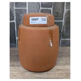 VINTAGE TERRACOTTA POTTERY JAR WITH LID