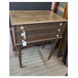 OLD SOLID WOOD SEWING TABLE