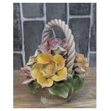 VINTAGE CAPODIMONTE PORCELAIN FLOWER BASKET