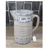 ANTIQUE BLUE AND WHITE SPONGEWARE PITCHER