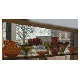 VINTAGE DECORATIVE GLASS IN SHELF SECTION MARKED 1152B