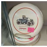VINTAGE HYALYN OLD CAR MOTIF DECORATIVE PLATES