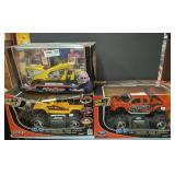 PAIR OF NEW BRIGHT RC JEEP AND FORD F-150 MODELS PLUS PLUS ARLEN NESS MOTORCYCLES DIECAST MODEL, ALL IN ORIGINAL BOXES