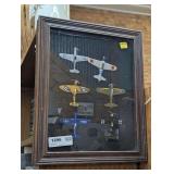 SHADOWBOX FILLED WITH DIECAST WORLD WAR II FIGHTER PLANE MODELS