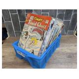 SMALL TUB FILLED WITH COMIC BOOKS