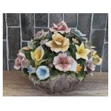 VERY LARGE VINTAGE CAPODIMONTE PORCELAIN FLOWER ARRANGEMENT