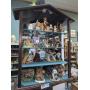 MIRROR BACK CURIO SHELF AND ALL SMALLS INSIDE INCLUDING HUMMELS, FRANKLIN MINT, AND MORE