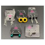 Fashion estate jewelry, five pair of Paparazzi earrings, see pictures for details.