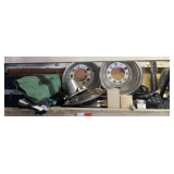 Shelf lot marked 5069, includes all content of assorted lifejackets, Pedi mobilizer, empty carrying/storage case, 10 lug beauty rings, and more. See pictures for details.