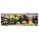 Shelf lot marked 5072 of assorted firefighter helmets/hardhats, see pictures for details.