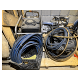 Firefighter rescue tools to include Amkus hydraulic cutter, AMKUS Rescue Systems hydraulic extrication tool,  'Jaws of Life”, and hydraulic pumps, not locked up, working condition unknown, see pictu