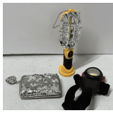 Assorted items to include Handy Brite flashlight, headlamp, and women’s billfold. Tub is not included, see pictures for details.