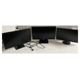 HP LV2311, AOC LCD (no cord), and Samsung S24E200BL monitors, three pieces, working condition unknown, see pictures for details.
