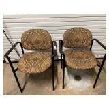 Tubular, steel framed upholstered arm chairs for office or waiting room, set of two, see pictures for details.