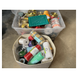 Assorted Christmas/crafting ribbon, tub is not included, see pictures or details.