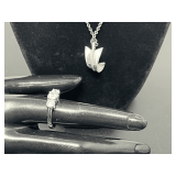 Sterling Silver Ring and Necklace Set