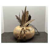 Southwestern style fish bowl vase with feathers, see pictures or details.