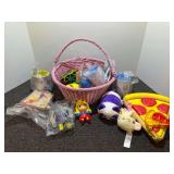 Basket of assorted Burger King giveaway toys, and more. See pictures for details.