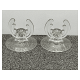 Lovely clear candlestick holders, believed to be vintage Heisey Crystolite candle holder, set of two, see pictures for details.