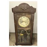 Vintage/antique wall clock, with pendulum & key. See pictures for details.