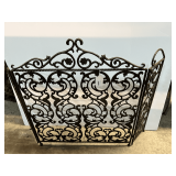 Wrought Iron Fireplace Screen with Decorative Scrollwork