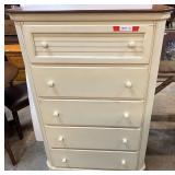 Two toned, five drawer chest of drawers, see pictures for details.