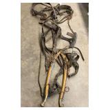 Vintage/antique horse/mule harnesses with brass tipped hames, see pictures for details.