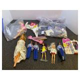 Vintage Barbies, and other assorted dolls and accessories, tub is not included, see pictures for details.