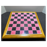 Custom chess/checker board with mounted drawer for chess/checkers pieces, see pictures for details.