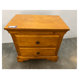 Pine Wood Two-Drawer Nightstand