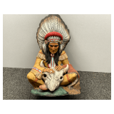 Ceramic, seated Native American chief figurine, see pictures for details.