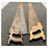 Two Hand Saws with Wooden Handles