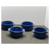 Blue speckled stoneware soup/personal casserole bowls, set of four, see pictures for details.