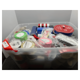 Assorted Christmas/crafting ribbon, tub is not included, see pictures for details.