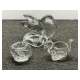 Collectible clear glass eagle figurine/book end, also includes an Avon glass squirrel tea light holder, and more. Three pieces total, see pictures or details.