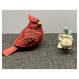 Bobble head cat figurine, also includes a red cardinal figurine, see pictures for details.