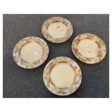 Vintage stoneware bread/dessert plates with embossed, pine cone and evergreen design, set of four, see pictures for details.