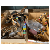 Leather belt assortment, mostly Native American themed to include Native American Navajo-style concho belt, beaded necklaces, Native American themed, and more. See pictures for details.