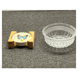 Beautiful Waterford crystal bowl, “Marquis”, also includes bird and butterflies coasters, see pictures for details.