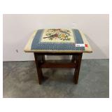 Wooden stool with upholstered seat, see pictures for details.