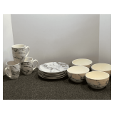 Royal Norfolk China, includes salad plates, cups and bowls, approximately 13 pieces, see pictures for details.