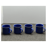 Enamel metal coffee cups, set of four, see pictures for details.