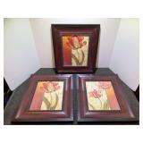 Lovely framed tulip art prints, set of three, see pictures for details.